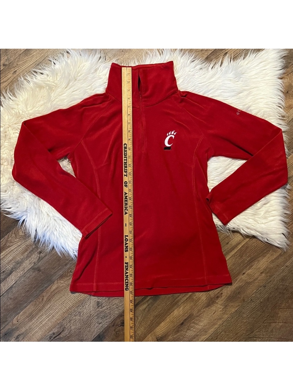 Columbia Women's Small Cincinnati Bearcats Red Half Zip Fleece | Cozy Pullover - Picture 7 of 8